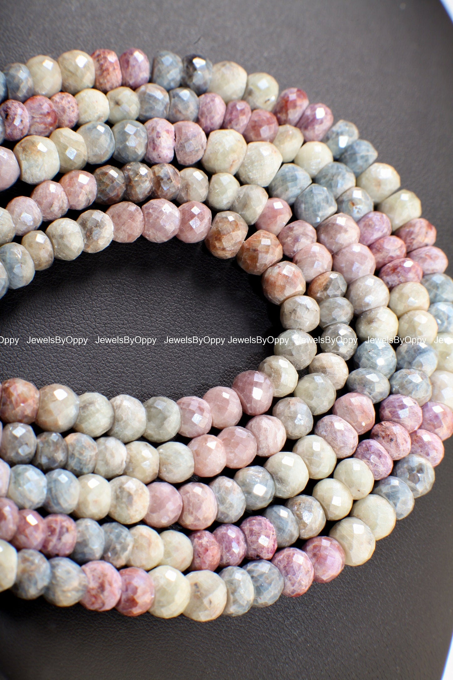 Natural Multi Pink Silverite Sapphire Faceted Rondelle 6.5-8mm, Rare , heavy weight , Jewelry Making Gemstone Beads 3",6",13" Strand