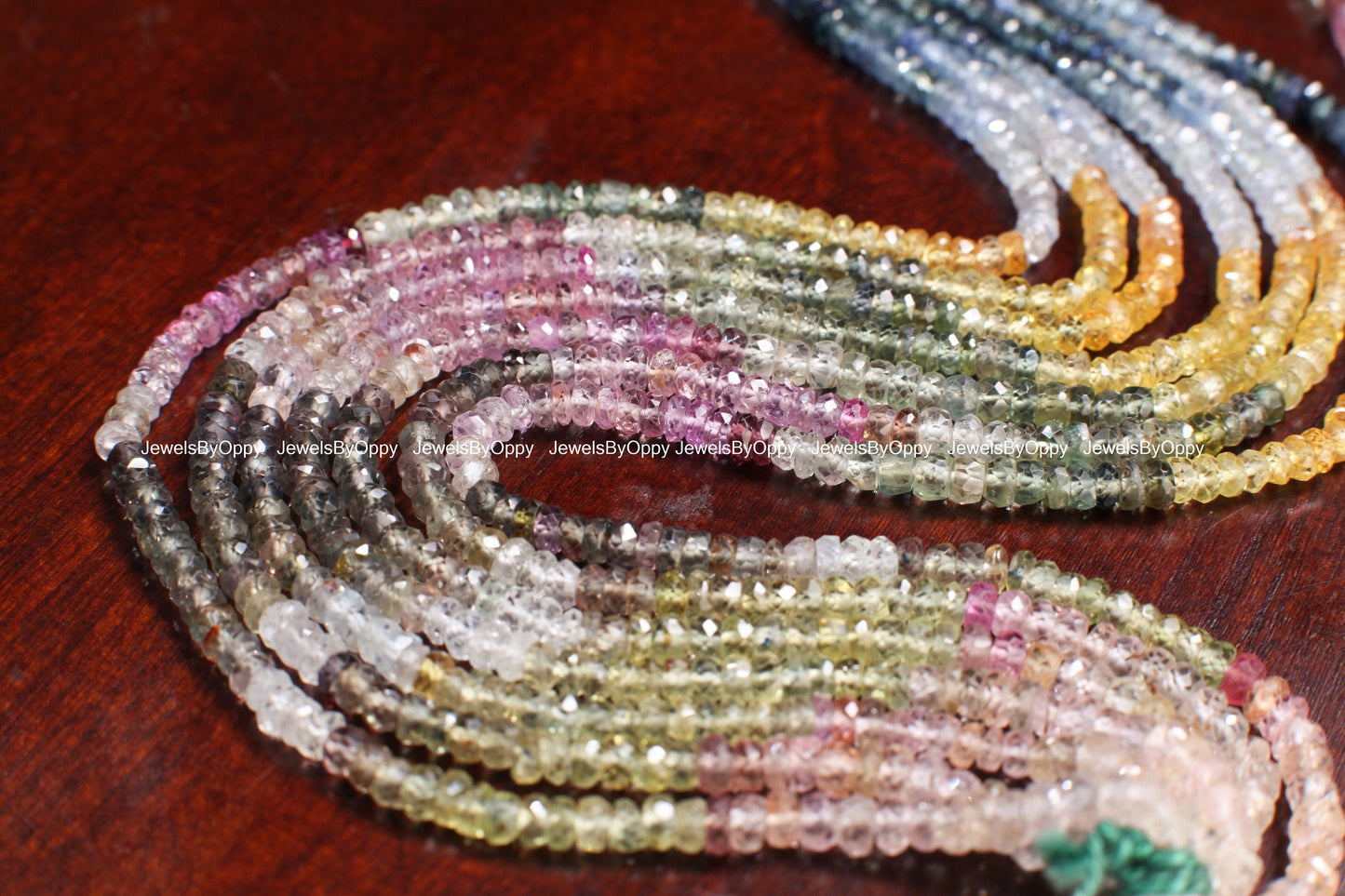 Natural Multi Sapphire Shaded Faceted 3.5mm Rondelle, sunset sapphire precious Gemstone Beads 15.5" Strand