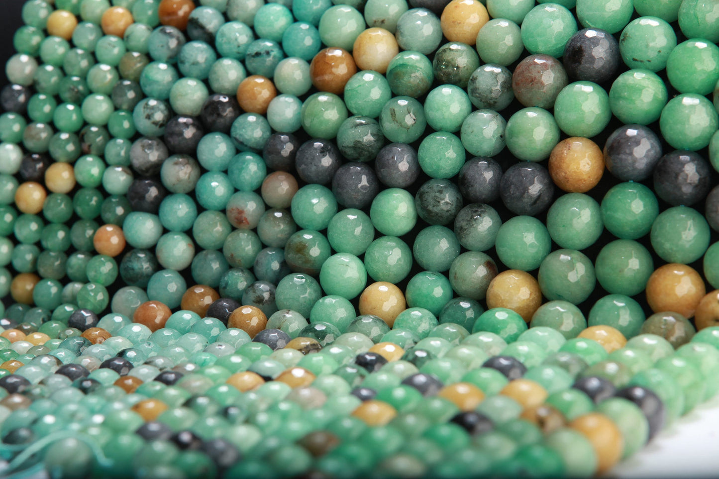 Multi-Color Amazonite Faceted Round Beads 8mm 10mm 12mm 14mm-Single/Bulk 15.5" Strand