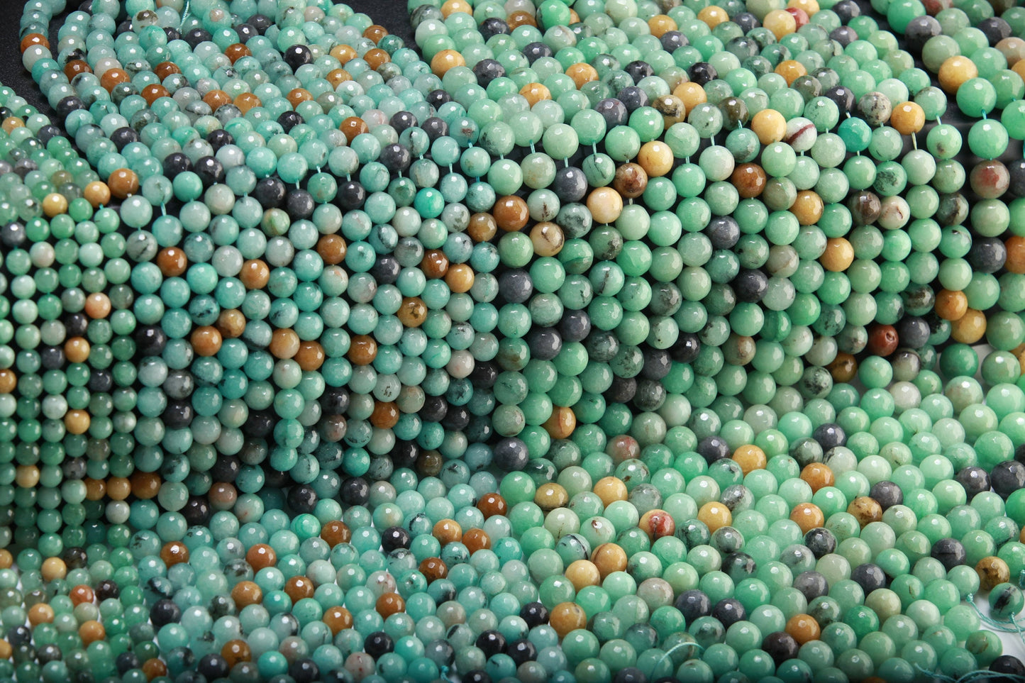 Multi-Color Amazonite Faceted Round Beads 8mm 10mm 12mm 14mm-Single/Bulk 15.5" Strand