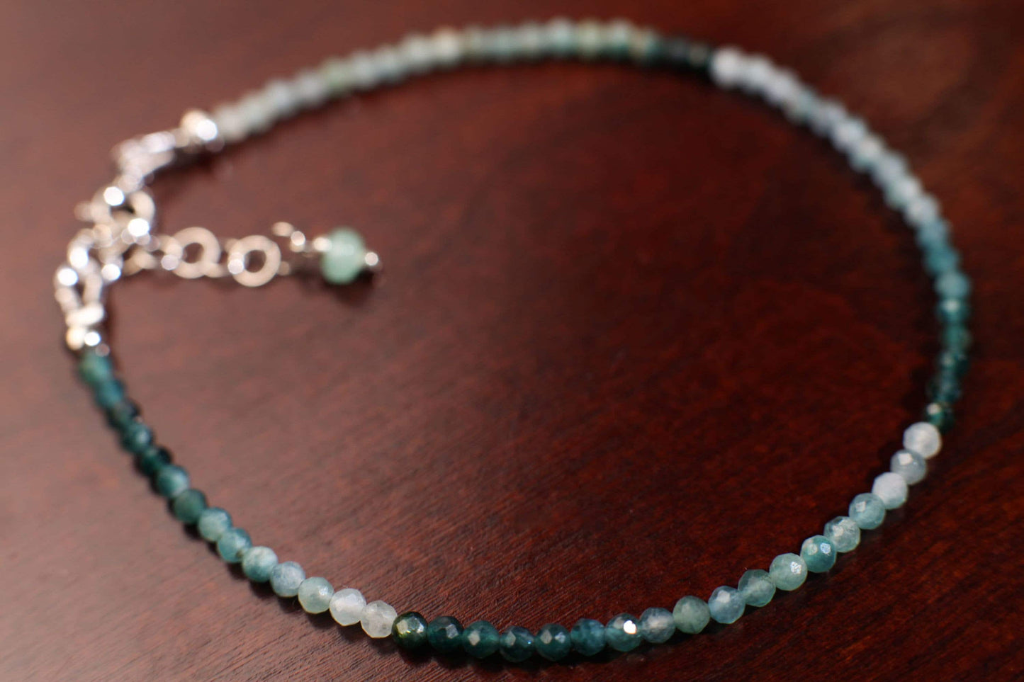 Natural Grandidierite 2.5mm Faceted Micro Diamond Cut Multi Shaded Round in 925 Sterling Silver Bracelet with 1" Extension,Rare Special Gift