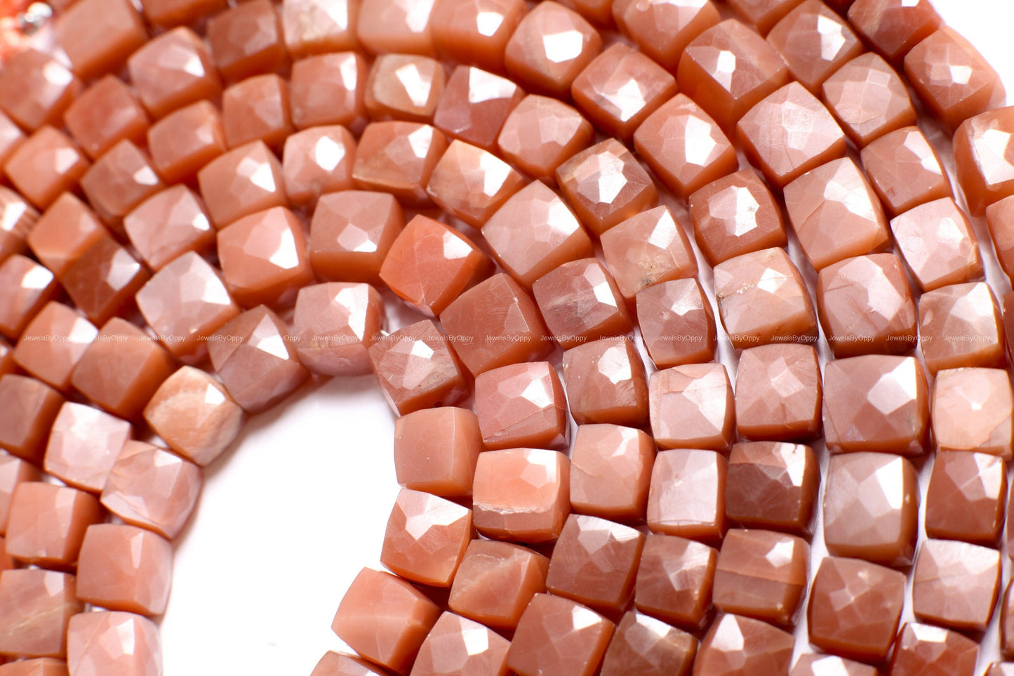 Chocolate Moonstone 7.5-8.5mm Faceted Dice Shape Sauare Cube Beads, Jewelry Making 8" Strand , approx 24 pcs beads