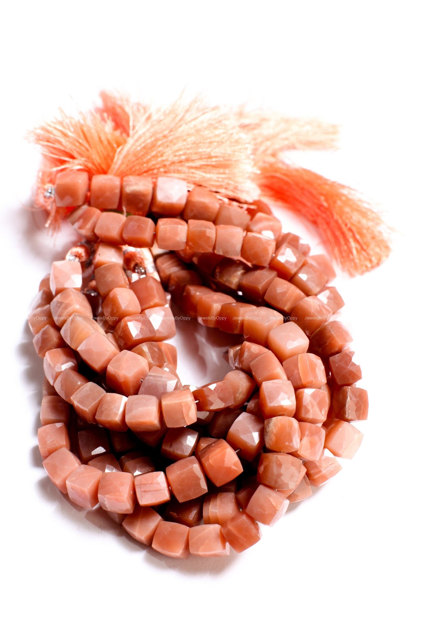 Chocolate Moonstone 7.5-8.5mm Faceted Dice Shape Sauare Cube Beads, Jewelry Making 8" Strand , approx 24 pcs beads