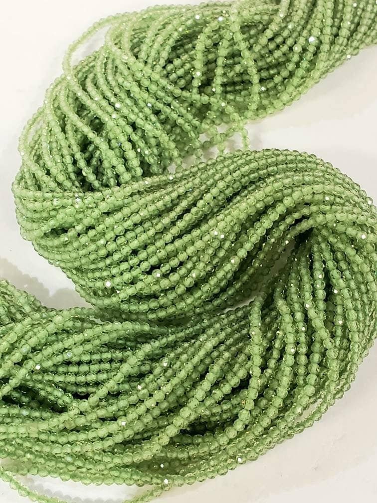 Natural Peridot 2mm Faceted AAA Quality Round Beads for Jewelry Making 13"