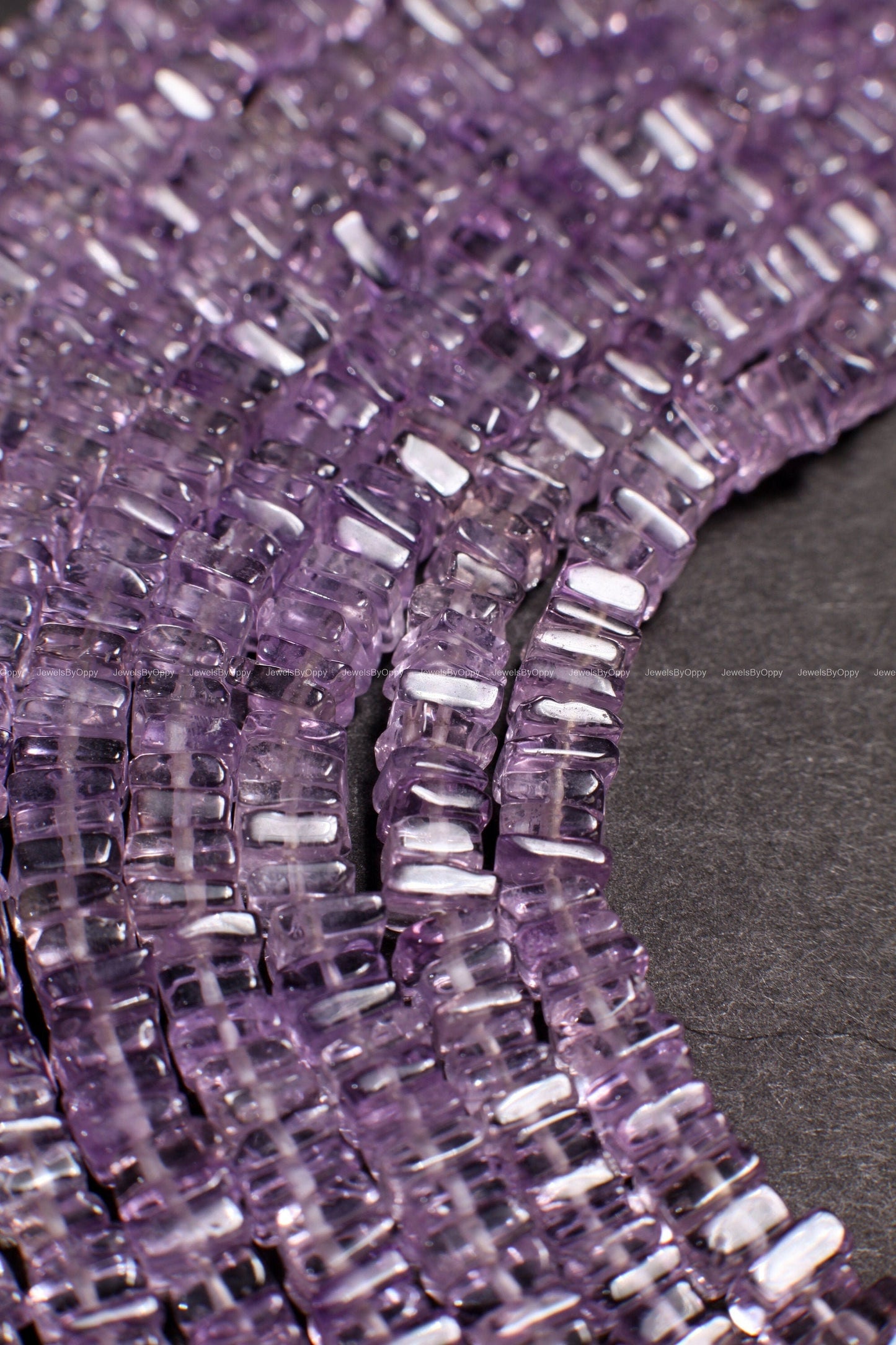 Pink Amethyst 4-5mm Square Heishe, Jewelry Making Squaredelle high quality Natural Gemstone Bead Spacers, DIY Necklace, Bracelet, 8" Strand
