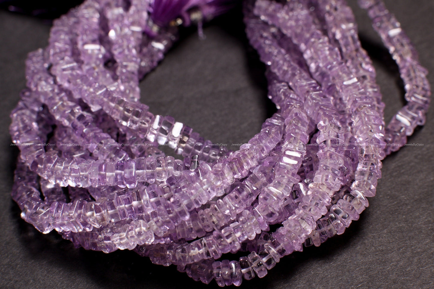 Pink Amethyst 4-5mm Square Heishe, Jewelry Making Squaredelle high quality Natural Gemstone Bead Spacers, DIY Necklace, Bracelet, 8" Strand