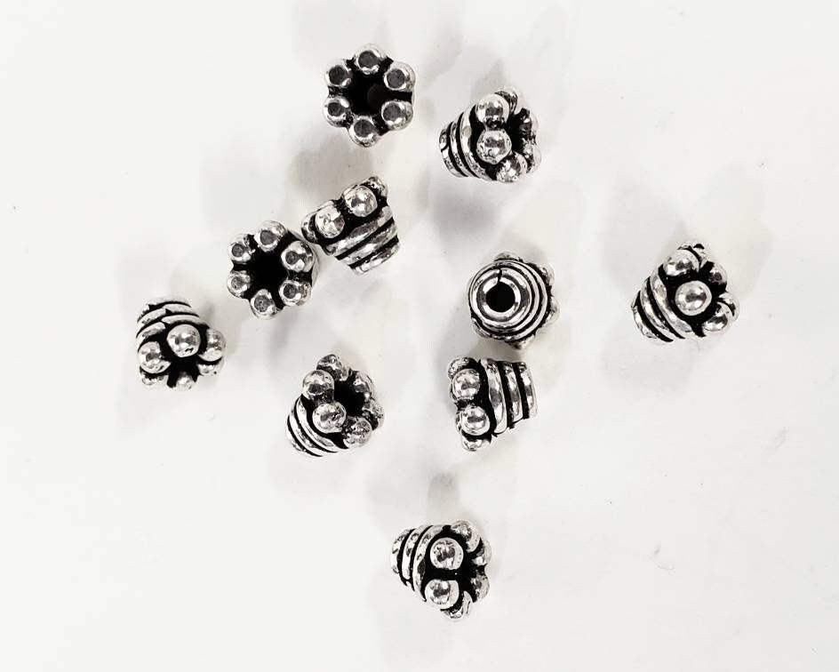 10 pcs 925 Sterling Silver 5 mm Bali Bead Cap , Vintage, Heavy Weight , Handmade , Jewelry Making Necklace Bracelet Earrings Findings