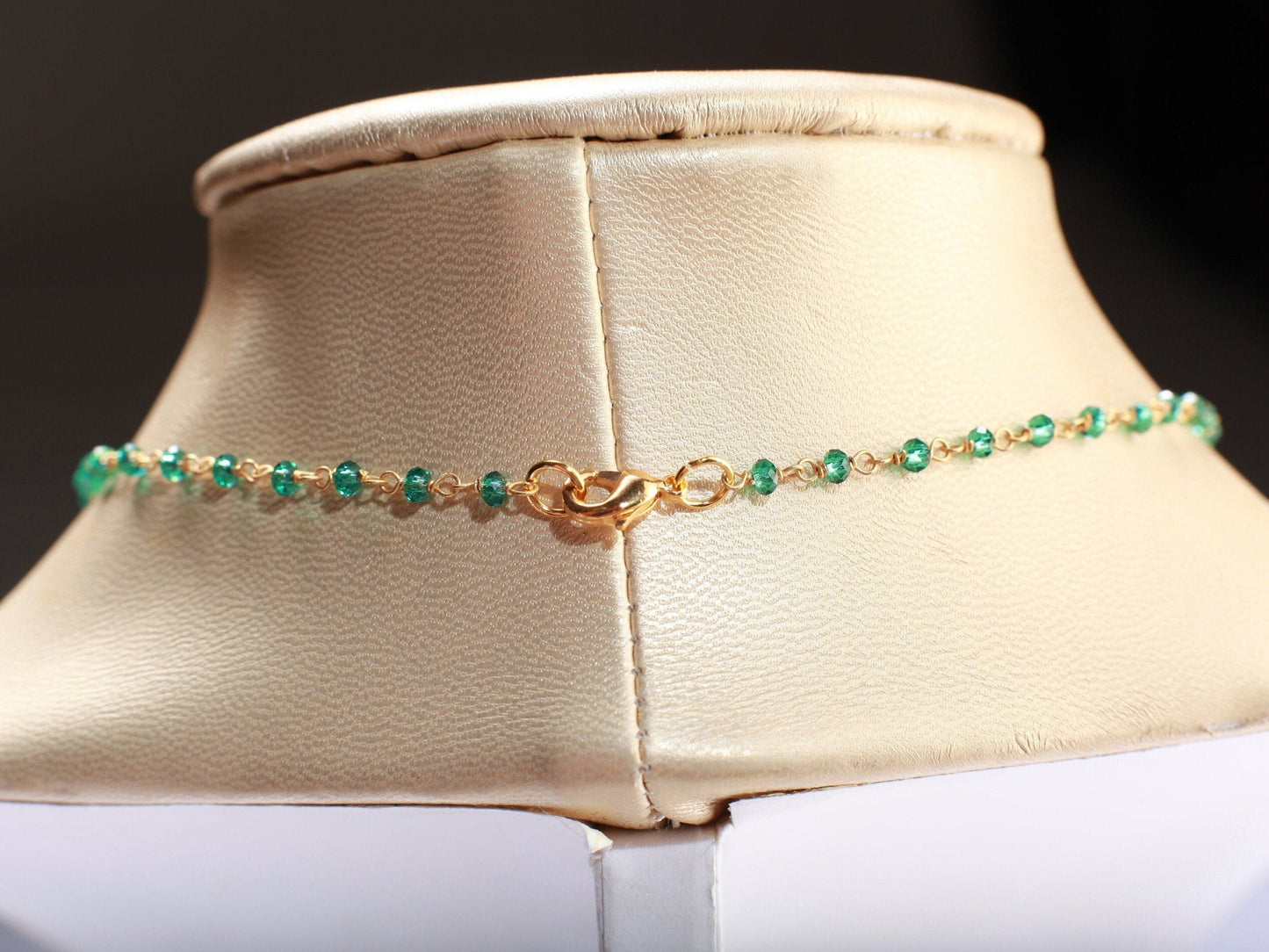 Green quartz Beaded Chain with Genuine Freshwater Coin Pearl Centerpiece Rhinestones Focal bead 16" gold Necklace