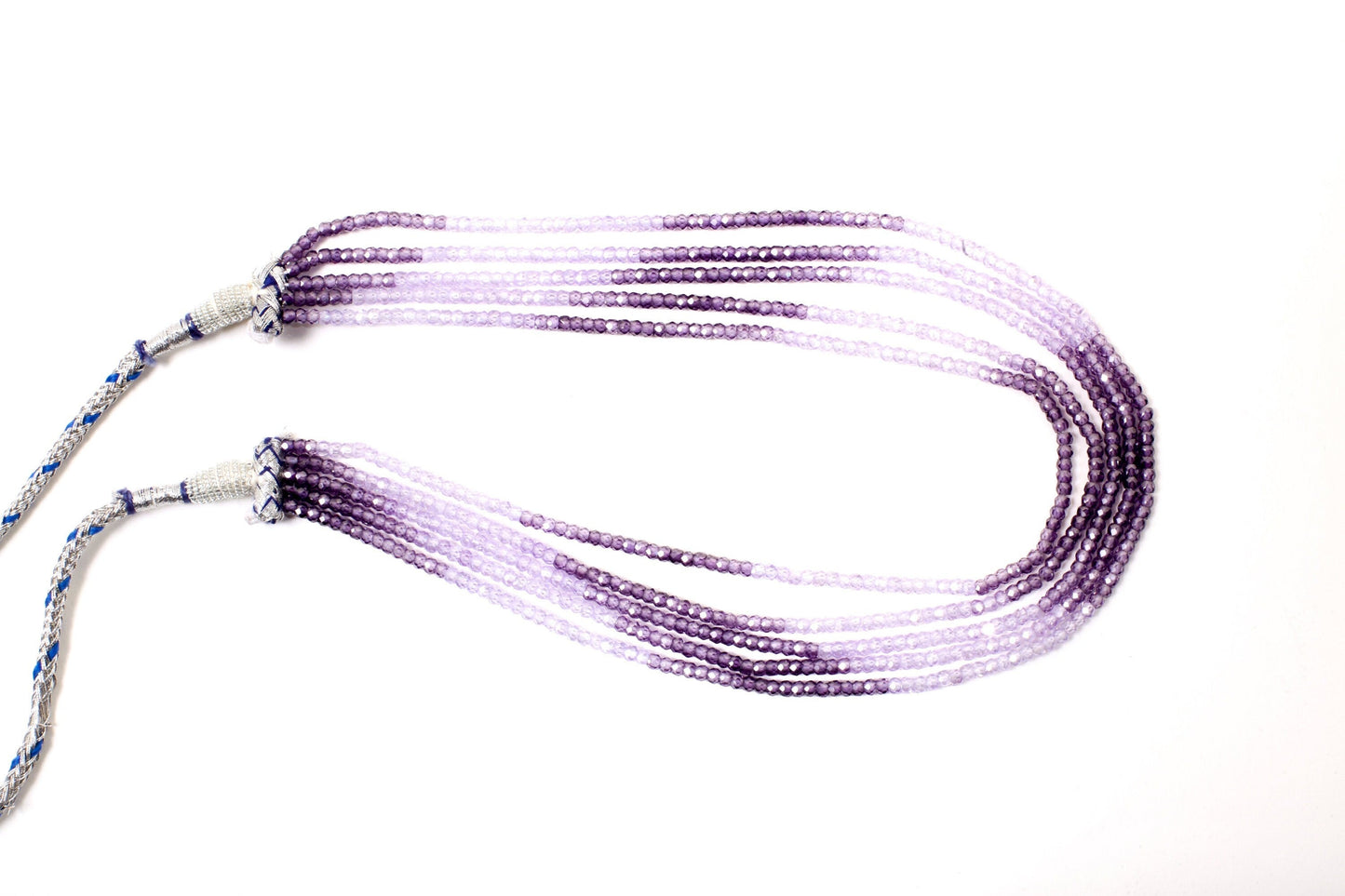 Cubic Zirconia CZ Ombre Amethyst Shaded 5 Strands 17" Necklace Plus 9" Adjustable Thread