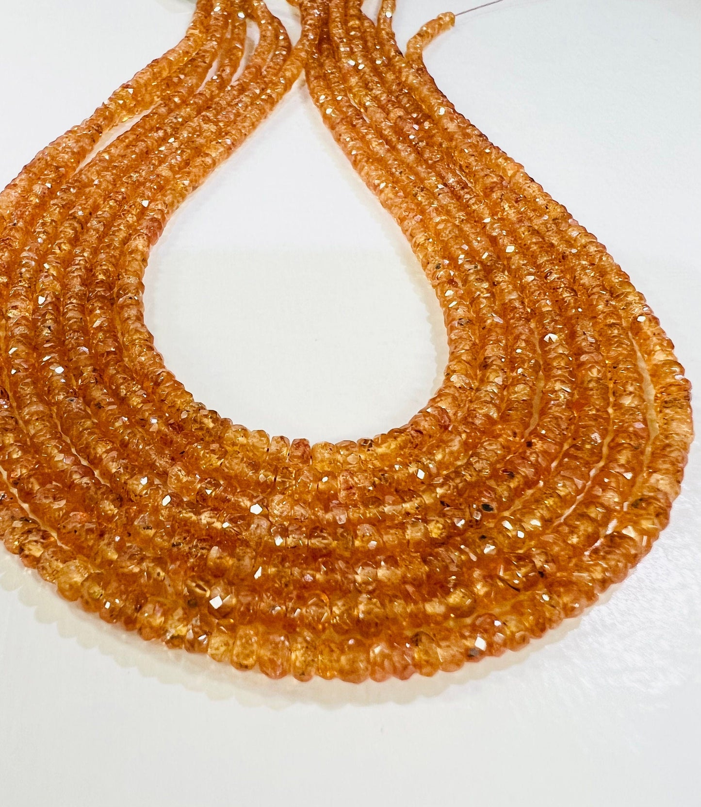 Rare gemstone Spesotite , Natural Mandarin Garnet 3.5mm Faceted roundel 7",14" strand fir jewelry making spectacular beads. 14" st 50 cts