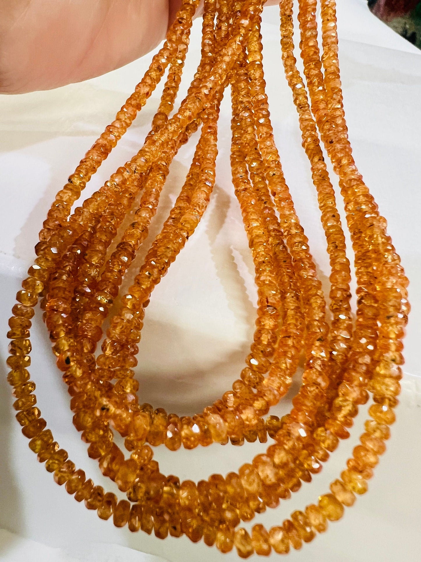 Rare gemstone Spesotite , Natural Mandarin Garnet 3.5mm Faceted roundel 7",14" strand fir jewelry making spectacular beads. 14" st 50 cts