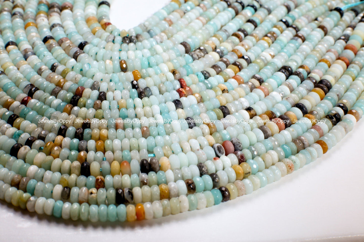 Amazonite Rondelle, Natural 4mm Faceted Roundel Jewelry Making Blue Multi Color Gemstone Bracelet, Necklace, Earrings Loose Beads 15" Strand