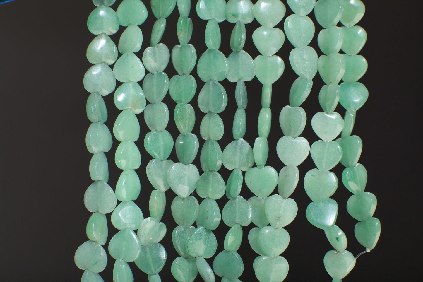 Natural Green Aventurine 12mm Heart Shape 7.75" Strand, Single/Bulk