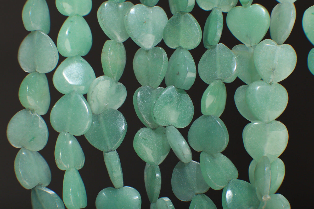 Natural Green Aventurine 12mm Heart Shape 7.75" Strand, Single/Bulk