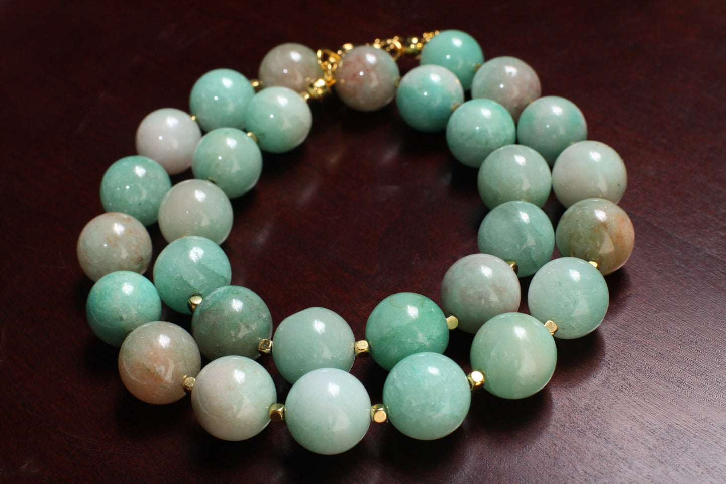 Natural Multi Amazonite AAA quality large smooth Round 14mm Gemstone bead 20" Necklace with 2" Extension, Beautiful Gift For Her.