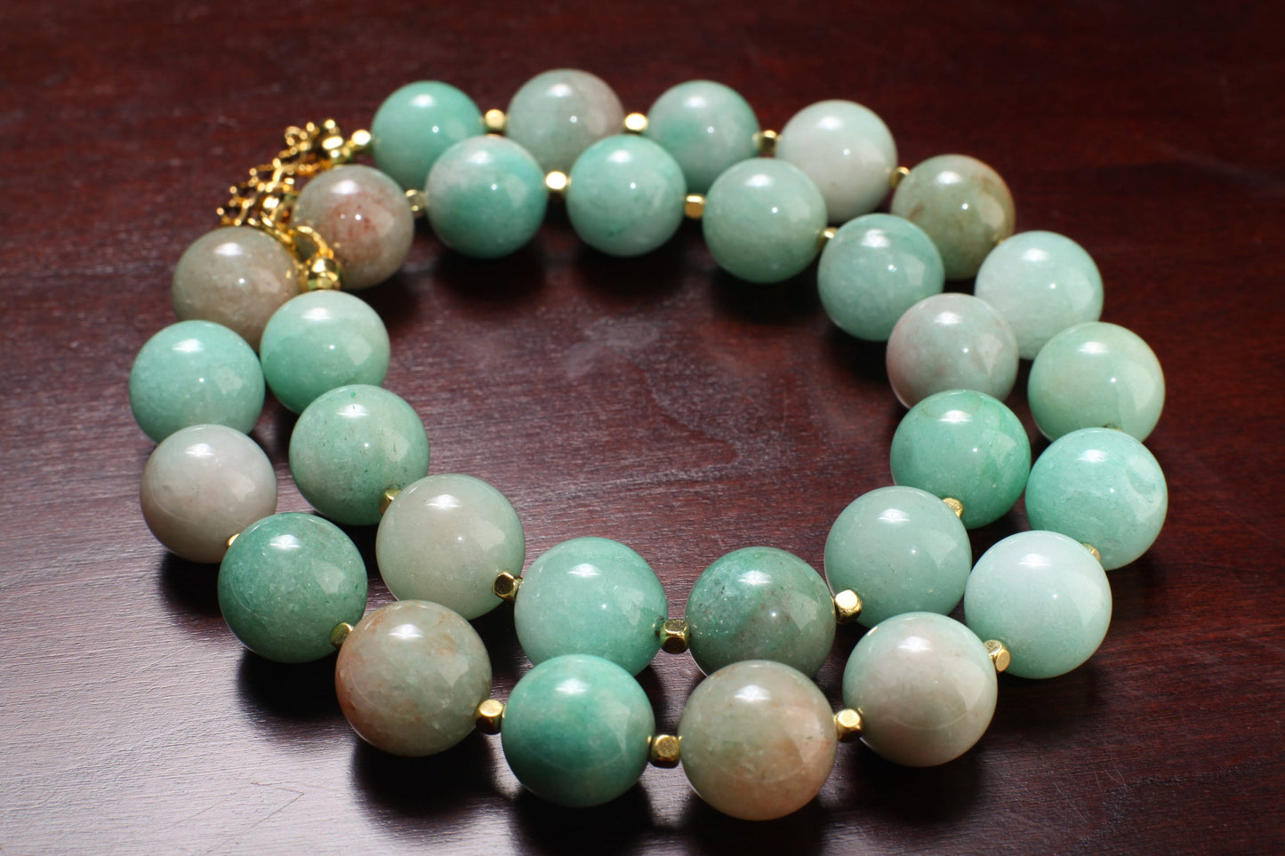 Natural Multi Amazonite AAA quality large smooth Round 14mm Gemstone bead 20" Necklace with 2" Extension, Beautiful Gift For Her.