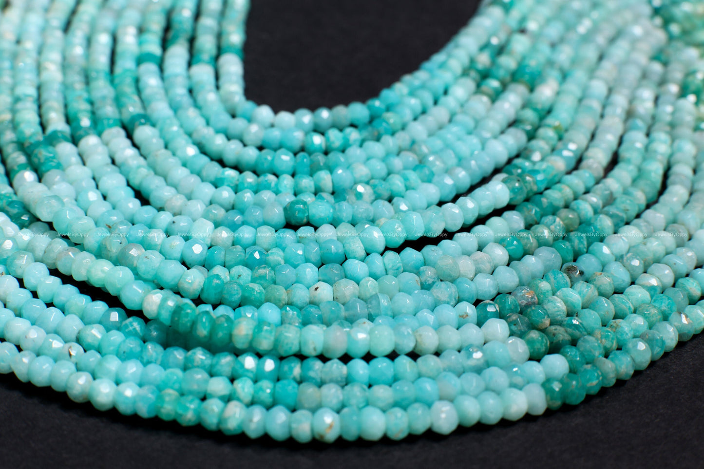 Natural Shaded Peruvian blue Opal Faceted Roundel 4mm Jewelry Making Gemstone Beads 13" Strand blue Opal