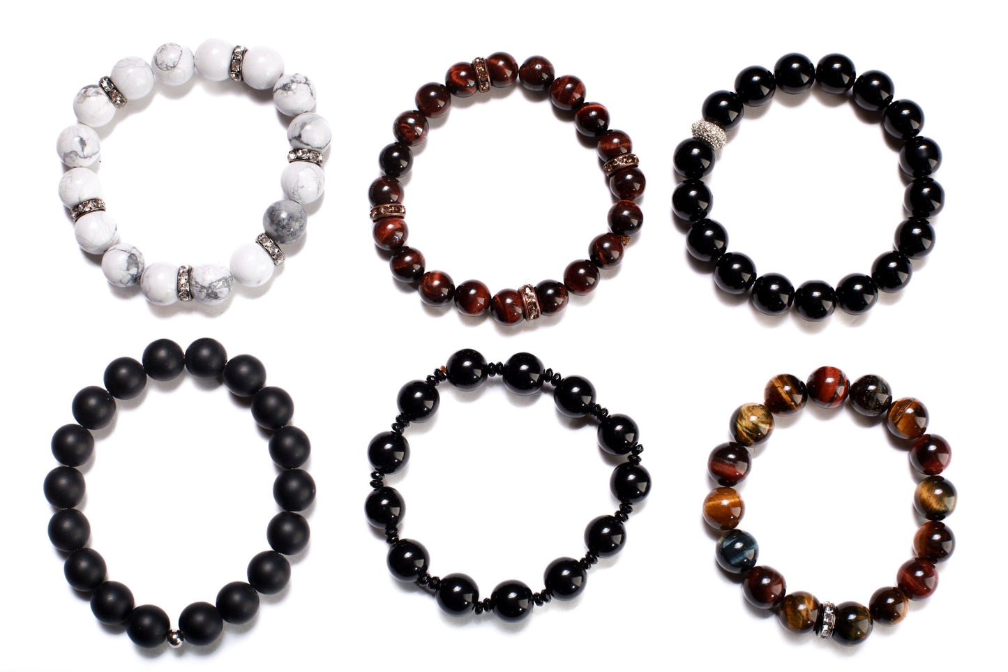 Tri Color Tiger Eye Natural Gemstone, Healing, Yoga, Crystal Chakra Stretch Bracelet 8"