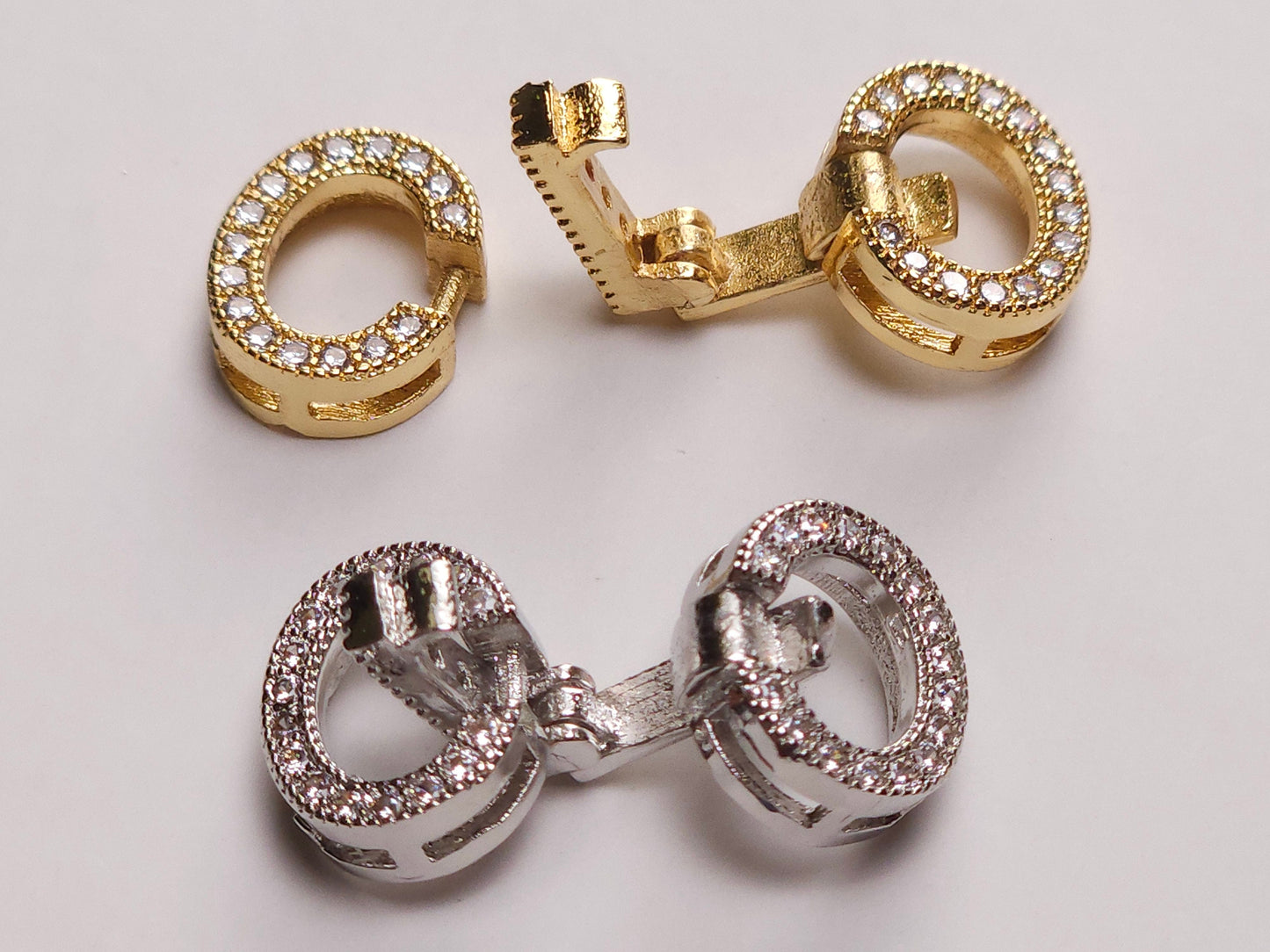 Cubic Zirconia CZ Micro Pave Diamond Style Sterling Silver Rhodium, Gold Vermeil Fancy Clasp 11x20mm, High End Jewelry Making, Folding Clasp