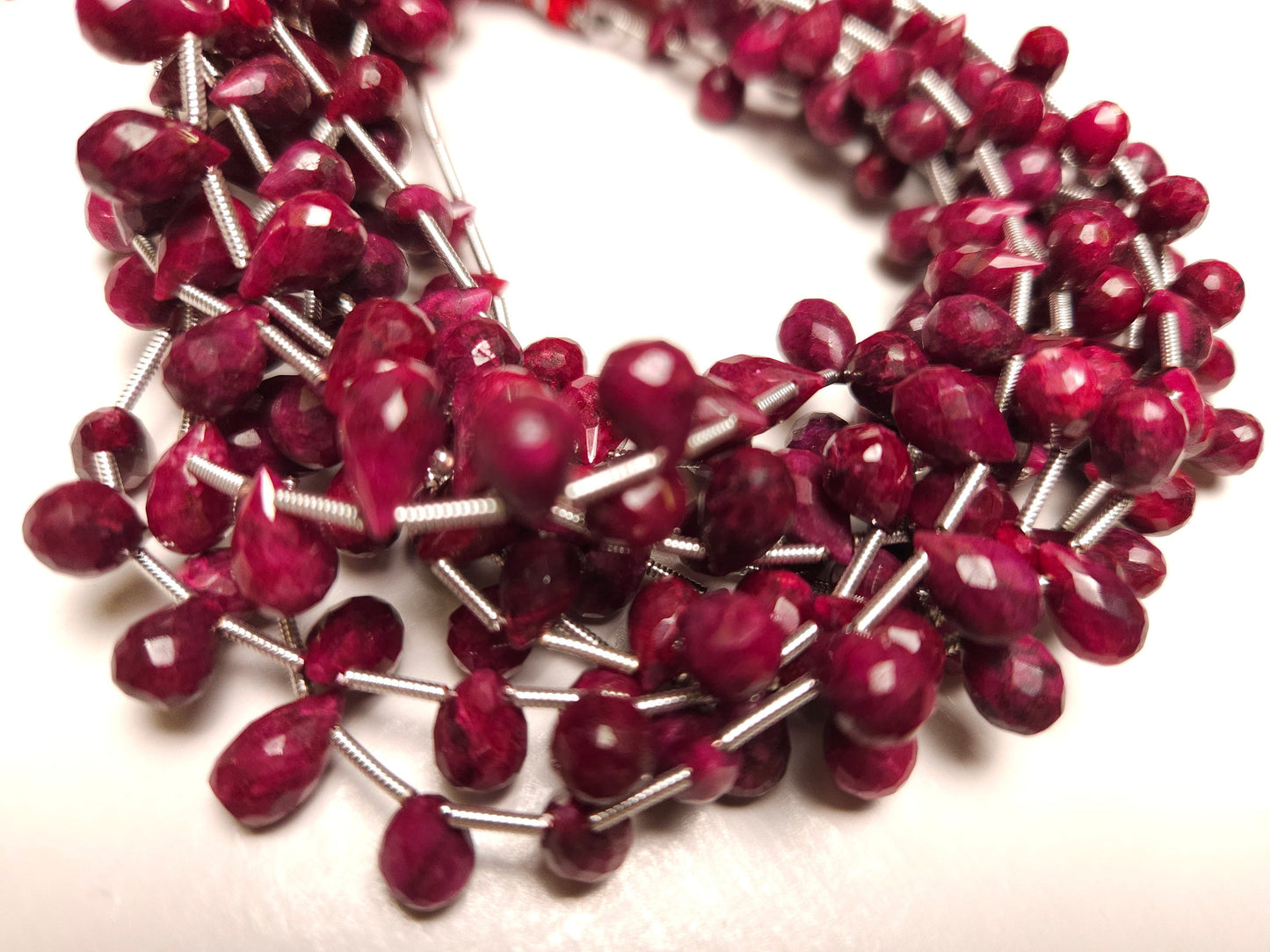 Natural Ruby Faceted Teardrop 6x9mm Gemstone Briolette Jewelry Beads 10 pcs or 20 pcs