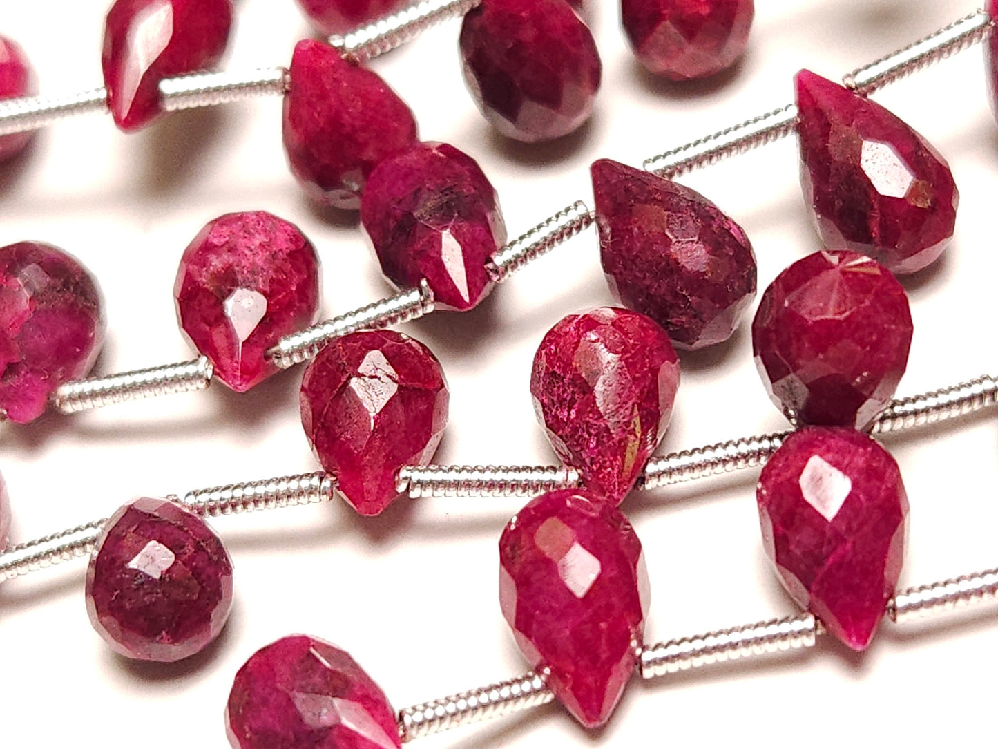 Natural Ruby Faceted Teardrop 4-6x6-9mm Gemstone Briolette Jewelry Beads 10 pcs or 20 pcs