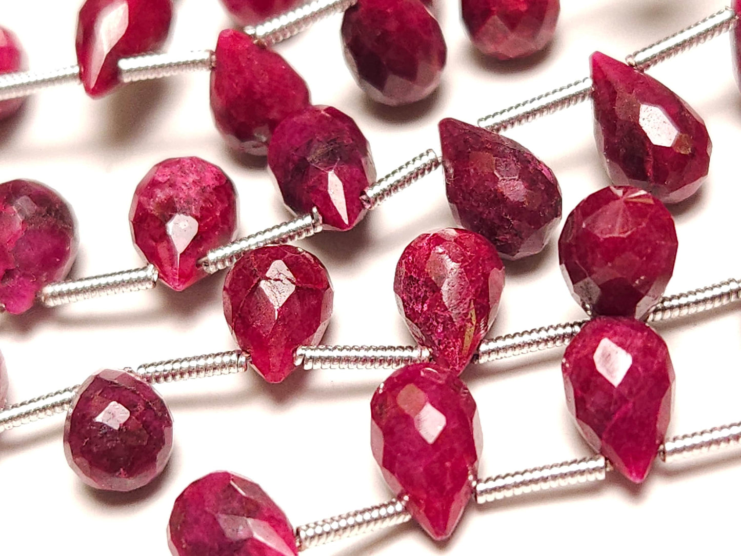 Natural Ruby Faceted Teardrop 4-6x6-9mm Gemstone Briolette Jewelry Beads 10 pcs or 20 pcs