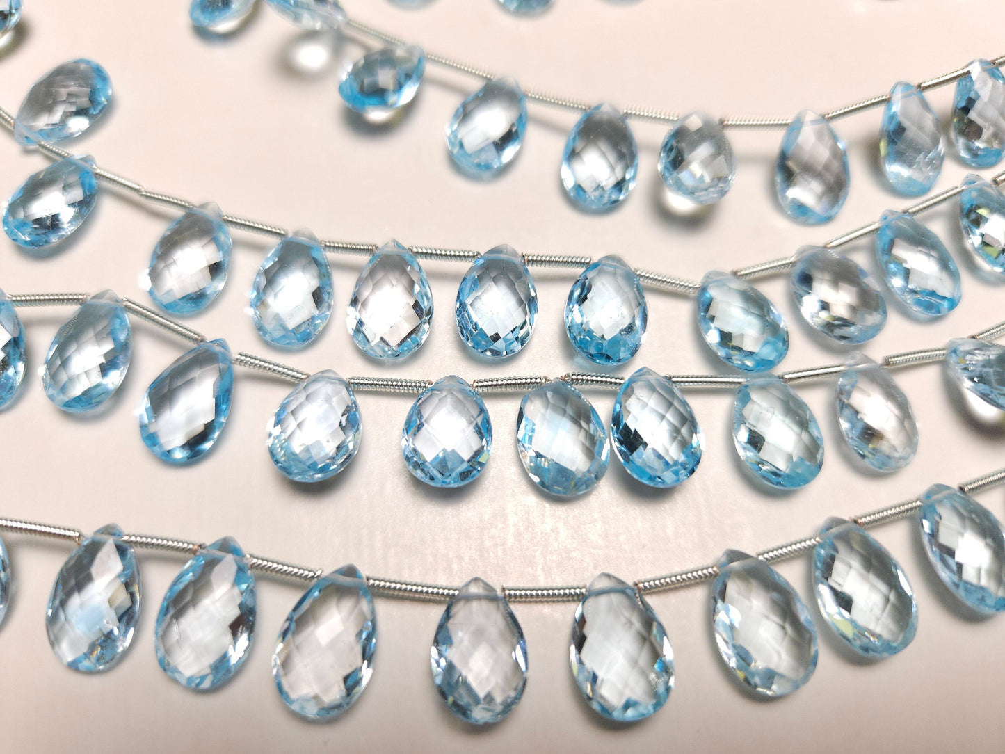 Blue Topaz Faceted Pear Drop, Genuine AAA Quality Blue Topaz Faceted Teardrop 8x12mm Gemstone Beads, December birthstone Sold by pc