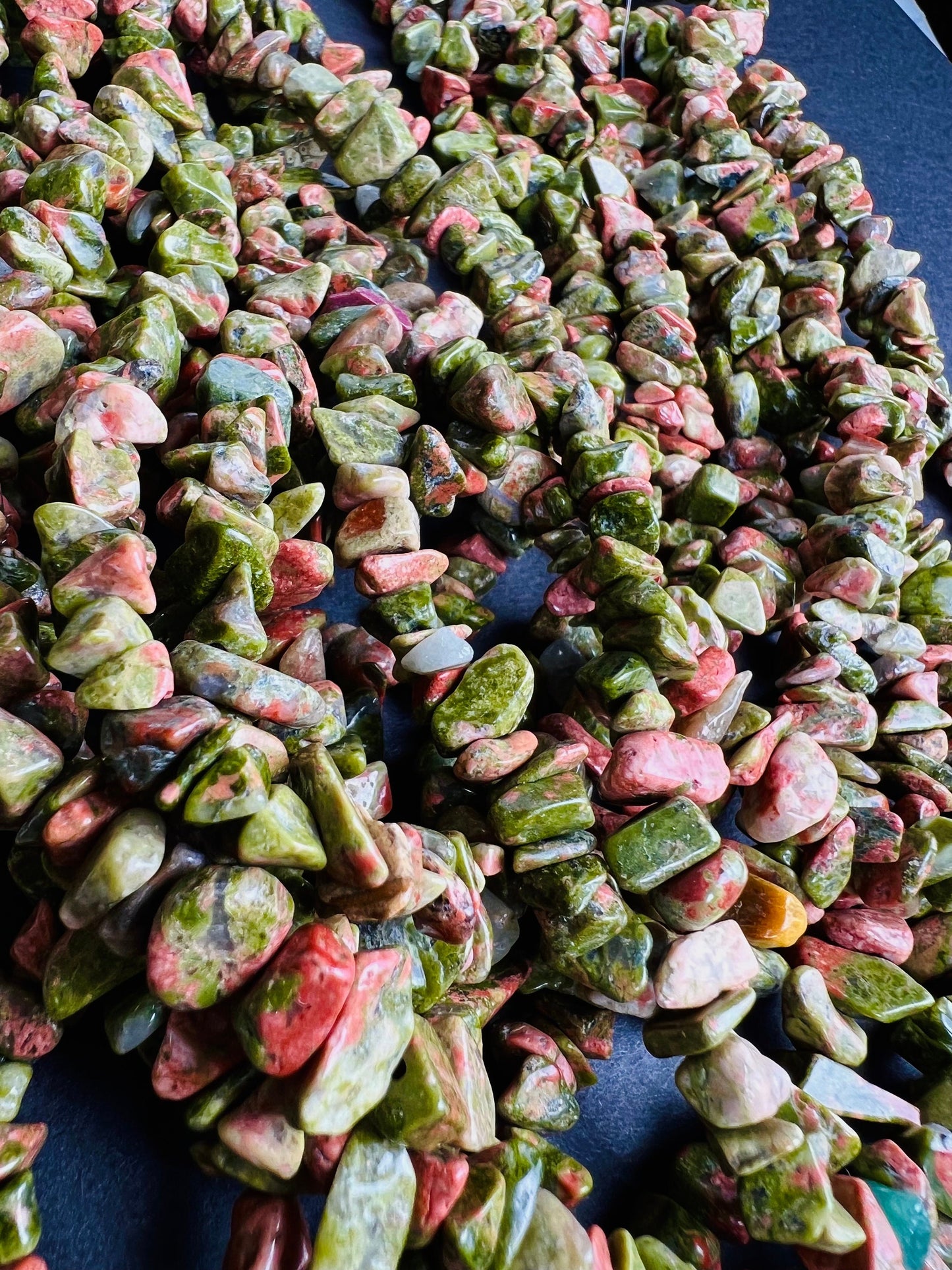 Garnet Unakite fluorite jasper sodalite rutilated quartz raw freeform nugget chip 4-8mm bead. 15” strand natural gemstone