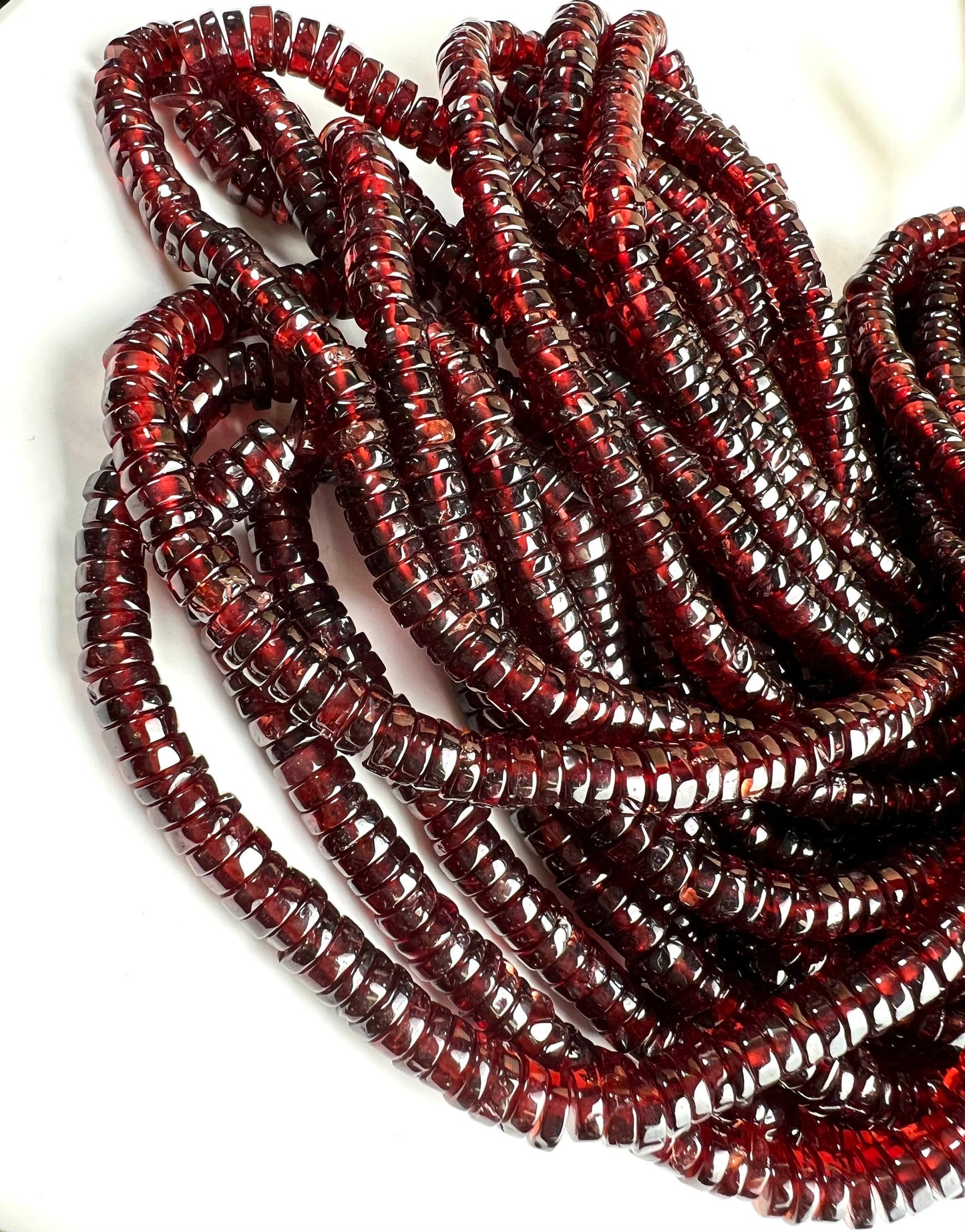 Mozambique Garnet smooth heishi tyre bead, Merlot Dark Red 5.5-6mm Jewelry Making Gemstone Beads, Heavy Weight Gemstone 7.5”,14” strand