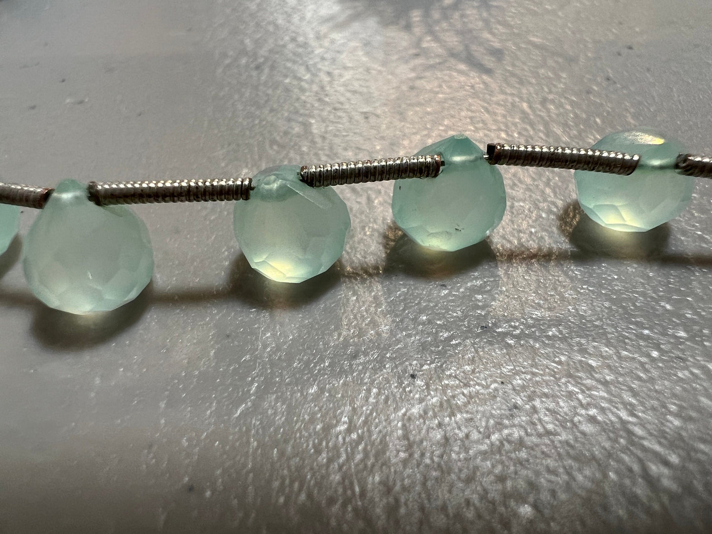 Chalcedony onion drop 6.5-7mm Faceted Jewelry Making Lime Green Gemstone 4pcs, 8 pcs