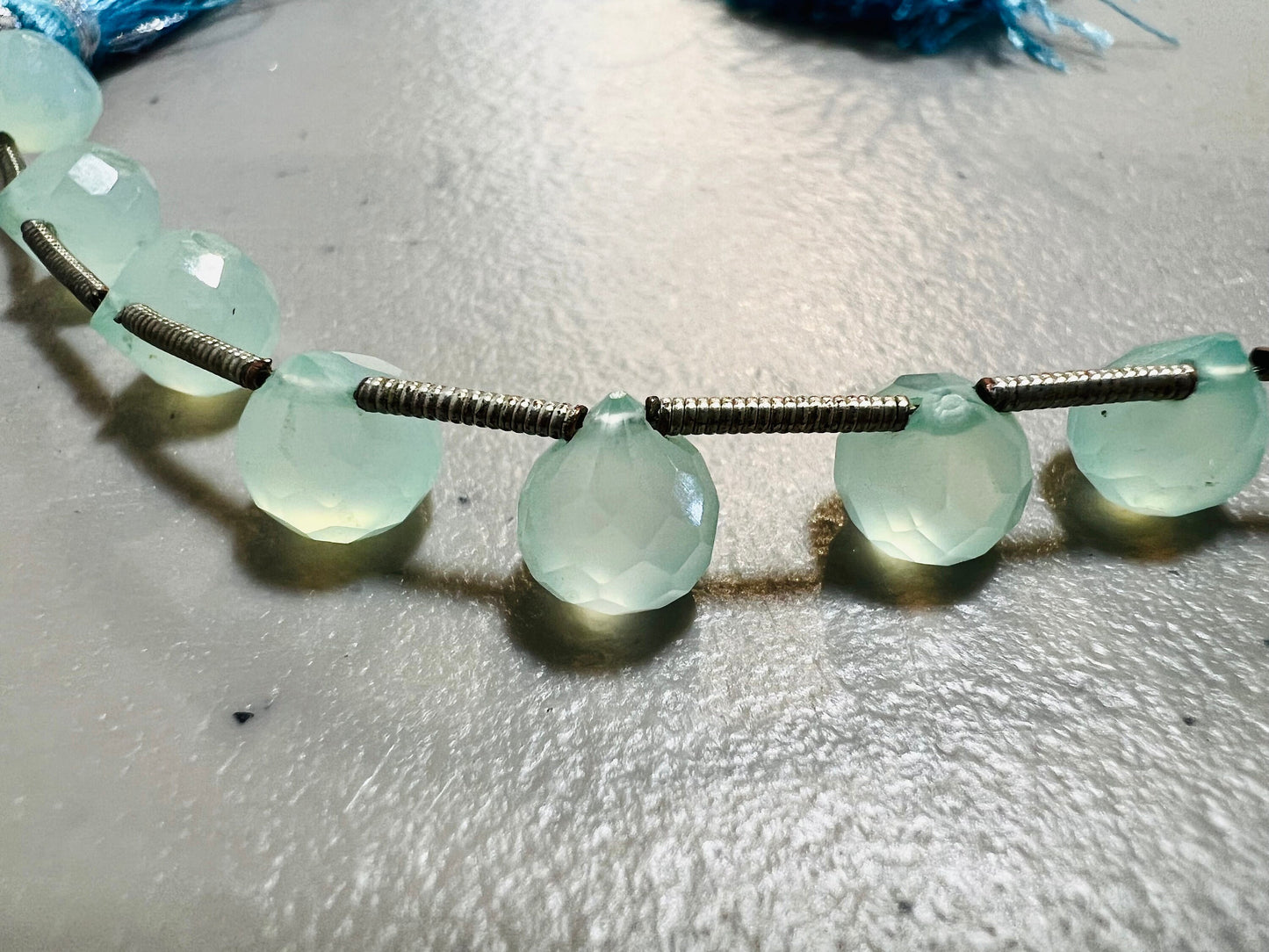 Chalcedony onion drop 6.5-7mm Faceted Jewelry Making Lime Green Gemstone 4pcs, 8 pcs