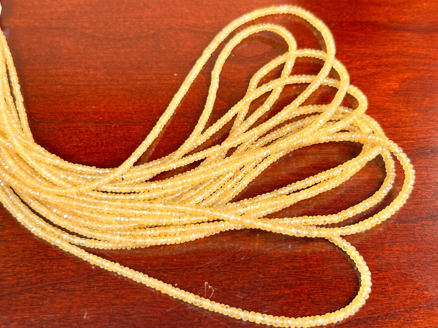 Natural yellow Sapphire Hand cut Faceted 2-3.5mm Rondelle precious Gemstone Beads 6”,12” Strand