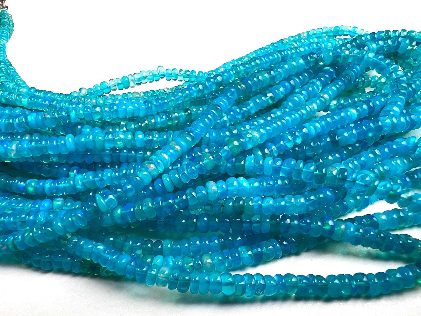 Ethiopian opal fire Opal Welo Opal Aqua blue 2-4mm smooth roundel,AAA quality fiery Opal for jewelry making beads 7",14" strand