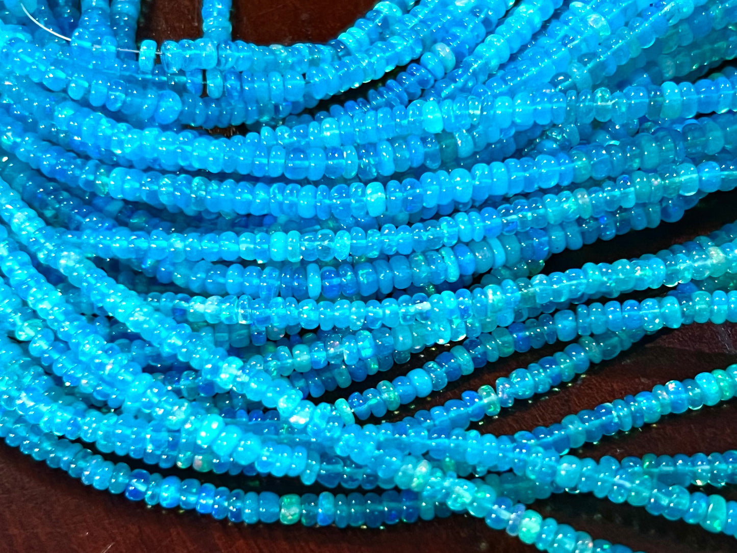 Ethiopian opal fire Opal Welo Opal Aqua blue 2-4mm smooth roundel,AAA quality fiery Opal for jewelry making beads 7",14" strand