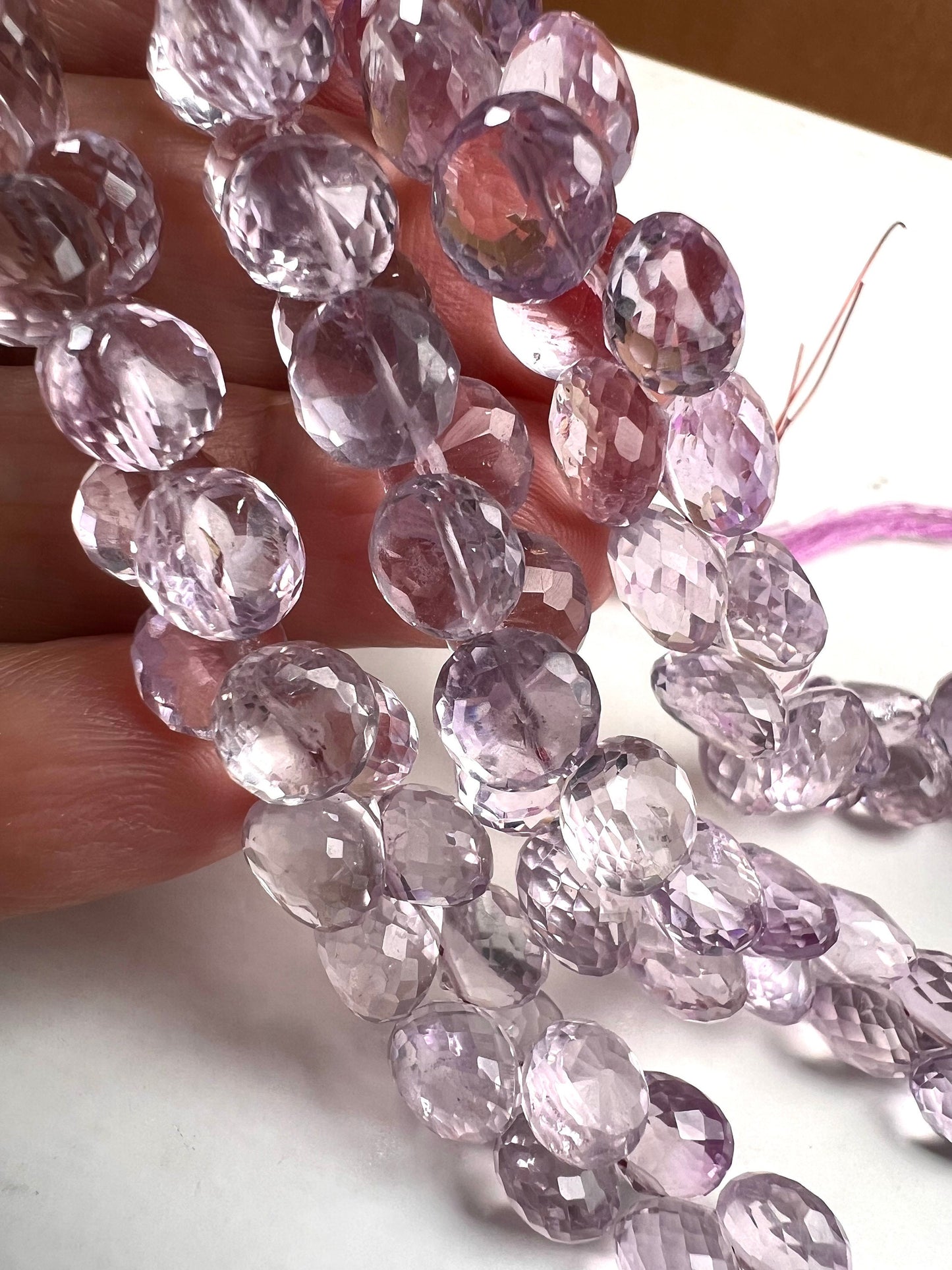 Natural Pink Amethyst Faceted Onion 6.5x10mm- 8-9mm Large lavender pink Briolette Drop for Jewelry Making DIY Gemstone Beads. 10pcs