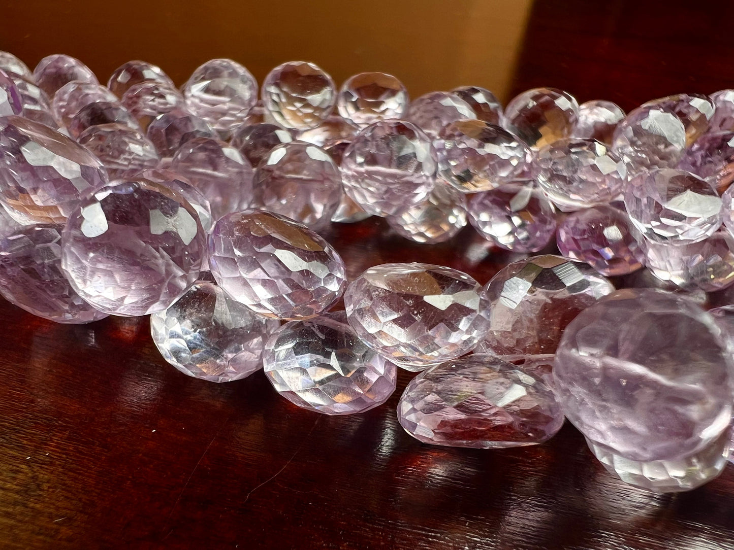Natural Pink Amethyst Faceted Onion 6.5x10mm- 8-9mm Large lavender pink Briolette Drop for Jewelry Making DIY Gemstone Beads. 10pcs