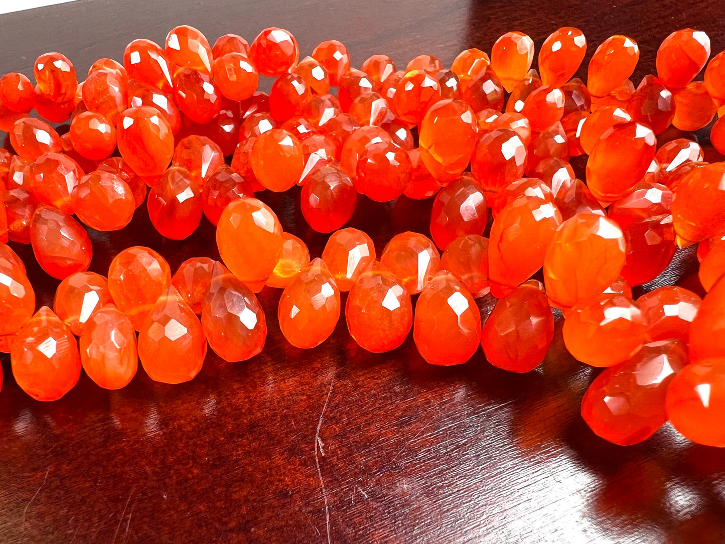 Natural Carnelian Faceted Teardrop 5-8.5mm Jewelry Making Natural Orange Carnelian Briolette drop Gemstone Orange