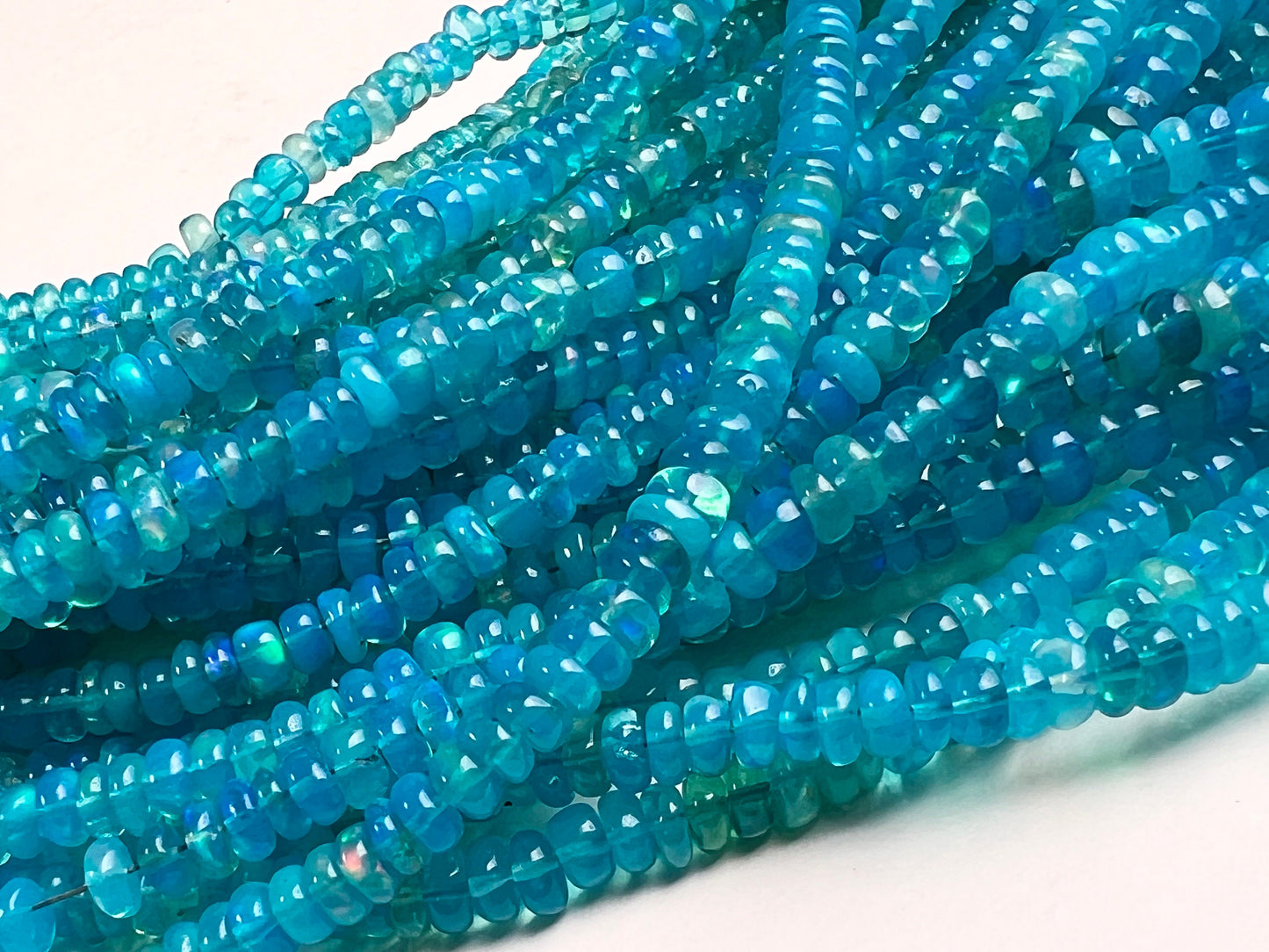Ethiopian opal fire Opal Welo Opal Aqua blue 2-4mm smooth roundel,AAA quality fiery Opal for jewelry making beads 7",14" strand