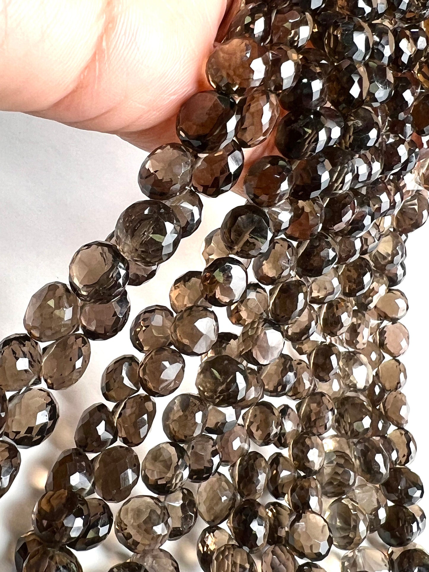 Natural Smokey Quartz Faceted Onion Shape 6-10mm, Natural AAA Quality smoke Quartz Briolette Jewelry Making Necklace, Bracelet Beads