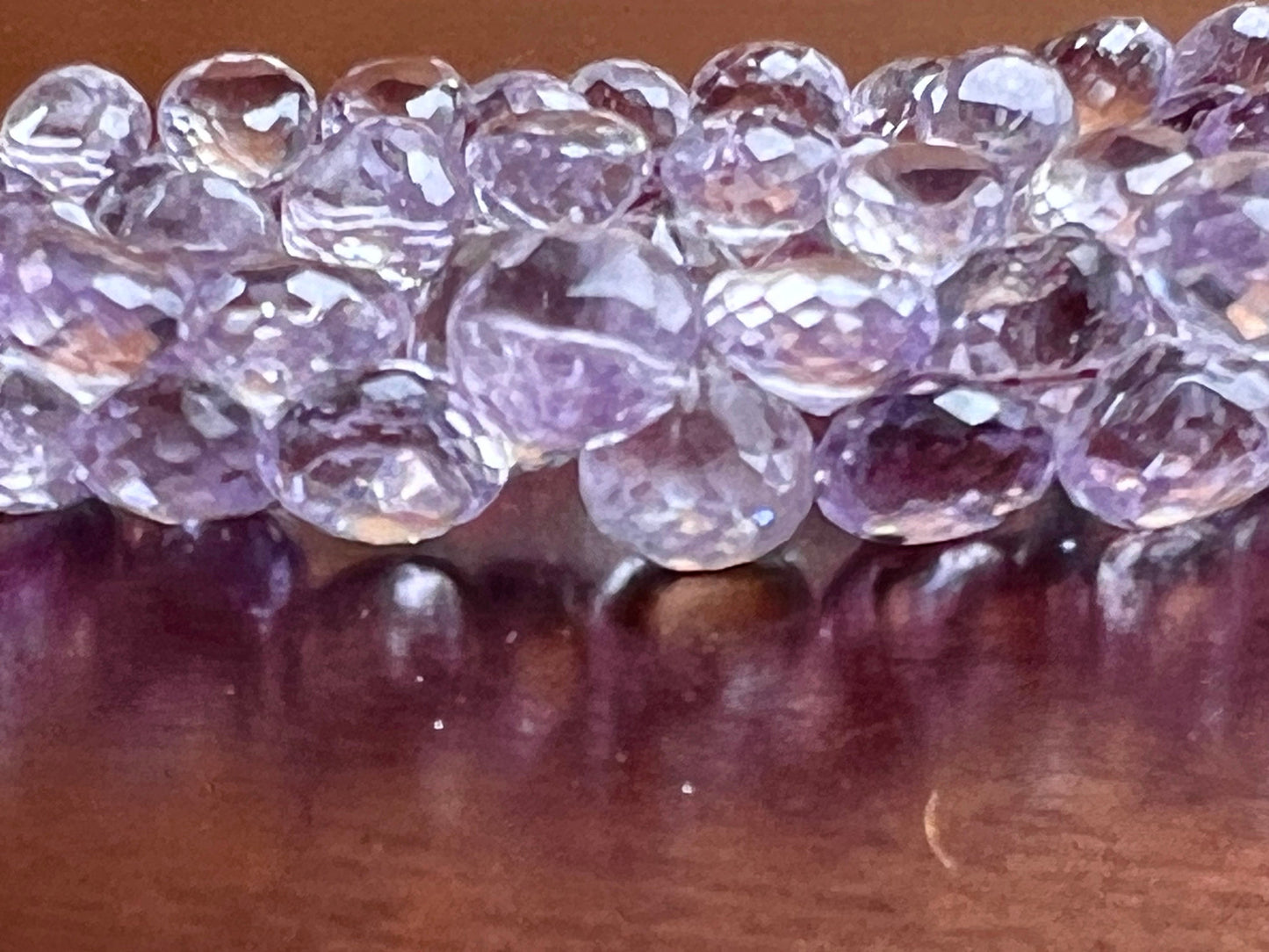 Natural Pink Amethyst Faceted Onion 6.5x10mm- 8-9mm Large lavender pink Briolette Drop for Jewelry Making DIY Gemstone Beads. 10pcs