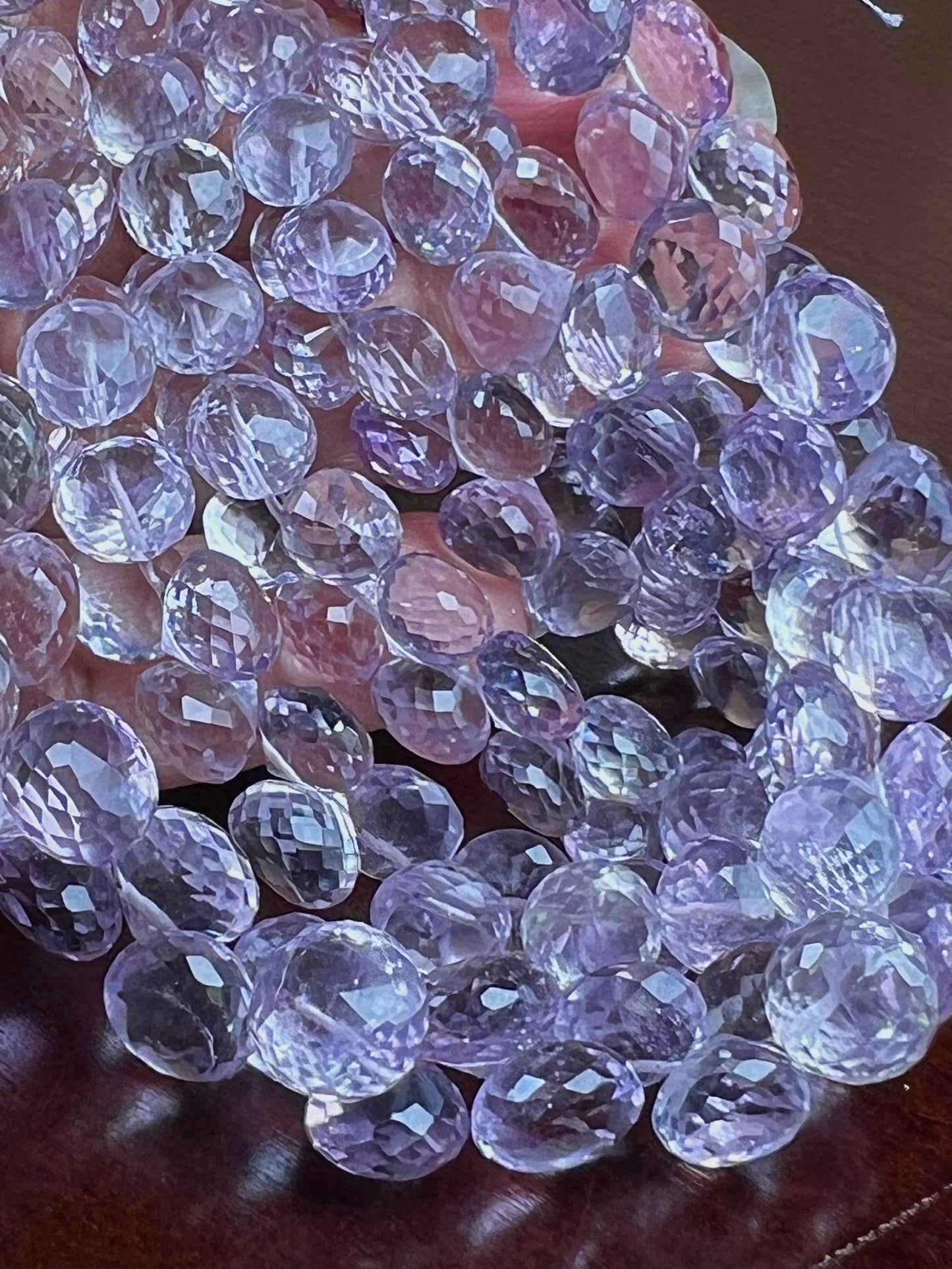 Natural Pink Amethyst Faceted Onion 6.5x10mm- 8-9mm Large lavender pink Briolette Drop for Jewelry Making DIY Gemstone Beads. 10pcs