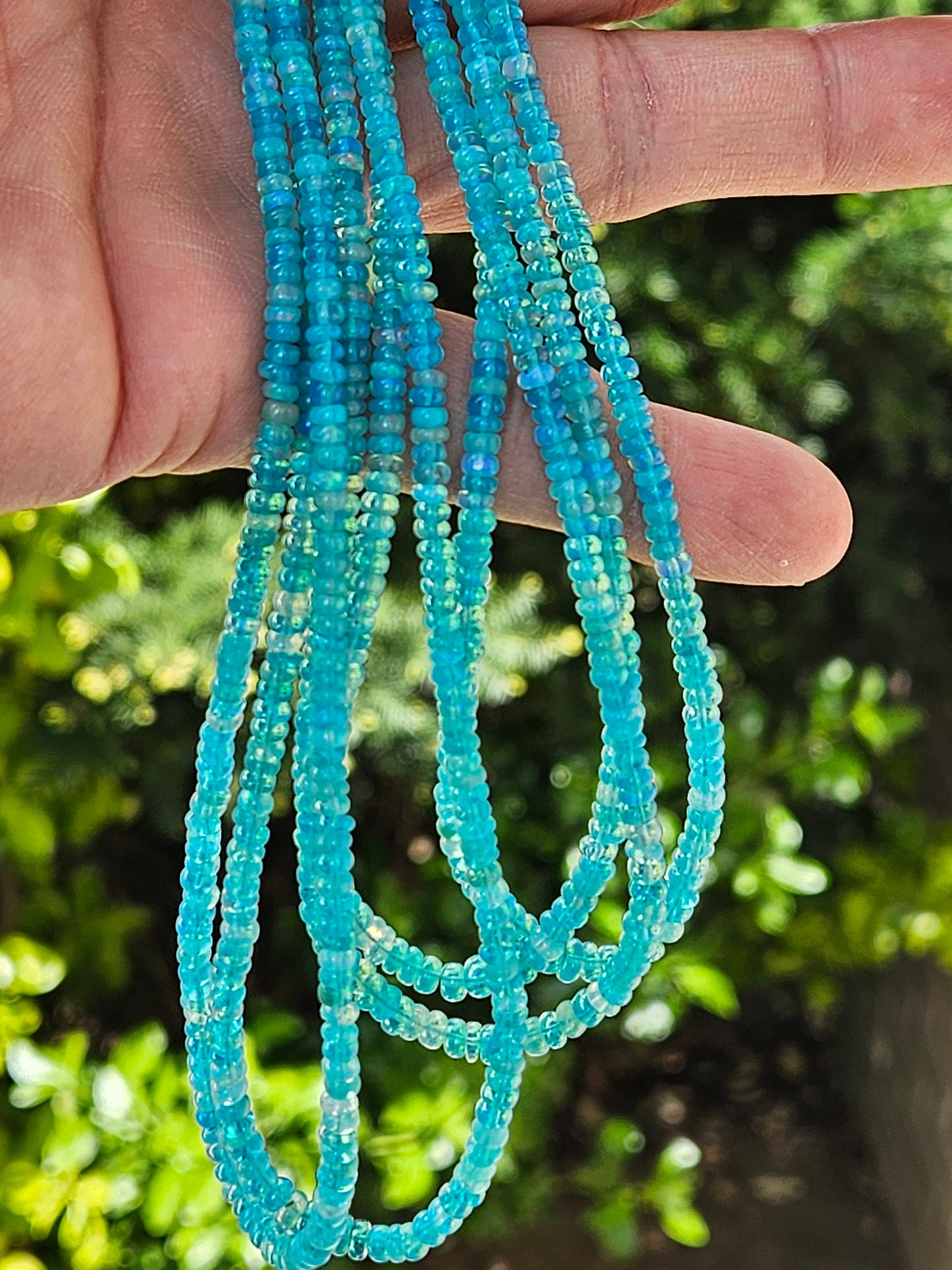 Ethiopian opal fire Opal Welo Opal Aqua blue 2-4mm smooth roundel,AAA quality fiery Opal for jewelry making beads 7",14" strand