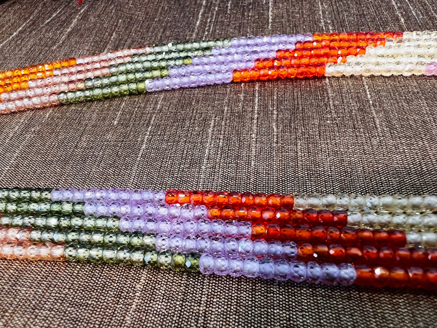 Sunset CZ Multi Shaded 5 Strands 20” Necklace Plus 9" Adjustable Thread. Beautiful Sunset Ombre orange yellow disco necklace