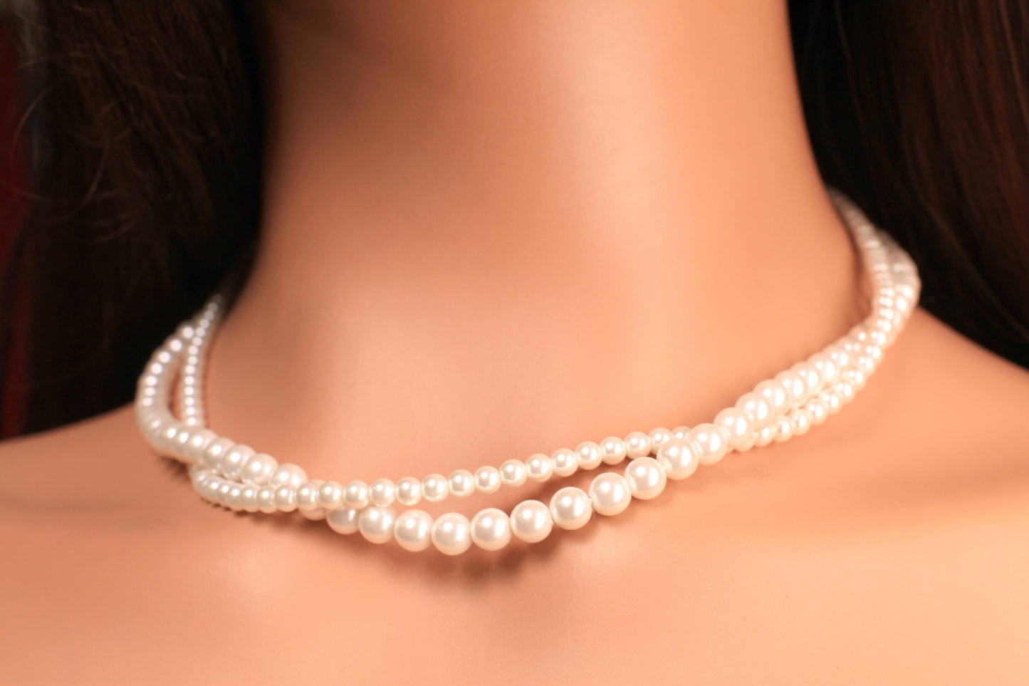 Double Strand white South Seashell Pearl 4,6mm Necklace 16-38" choice, Bridal, Evening wear, party, Elegant gift