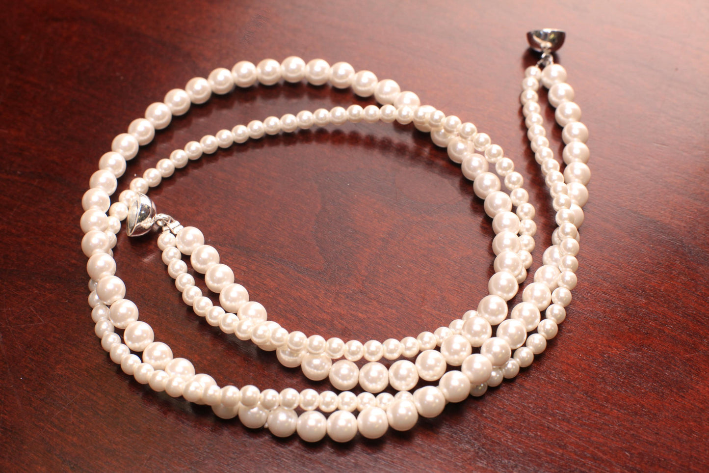Double Strand white South Seashell Pearl 4,6mm Necklace 16-38" choice, Bridal, Evening wear, party, Elegant gift