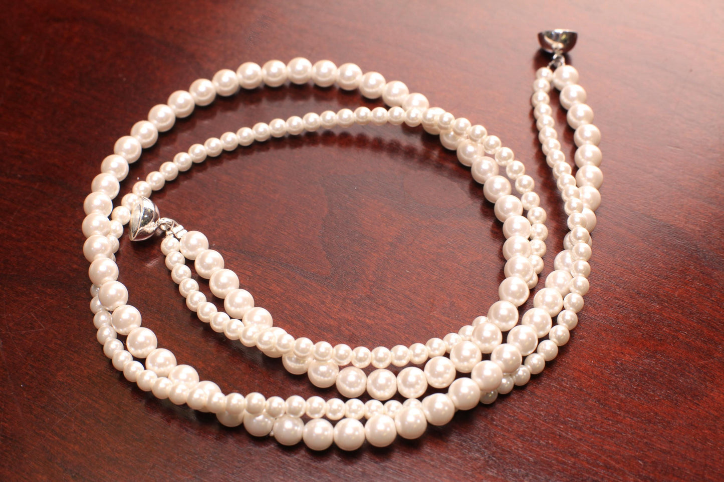 Double Strand white South Seashell Pearl 4,6mm Necklace 16-38" choice, Bridal, Evening wear, party, Elegant gift
