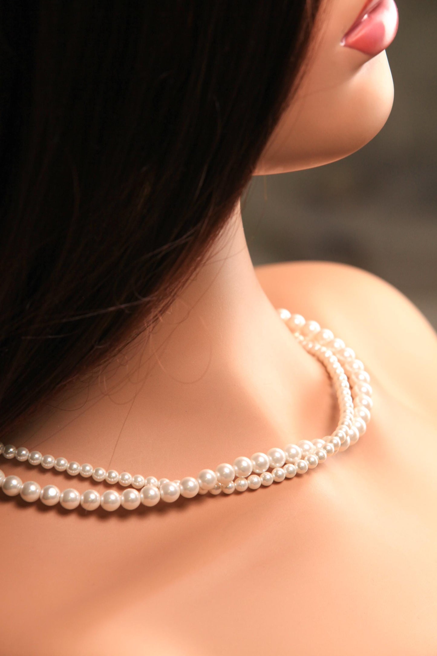 Double Strand white South Seashell Pearl 4,6mm Necklace 16-38" choice, Bridal, Evening wear, party, Elegant gift