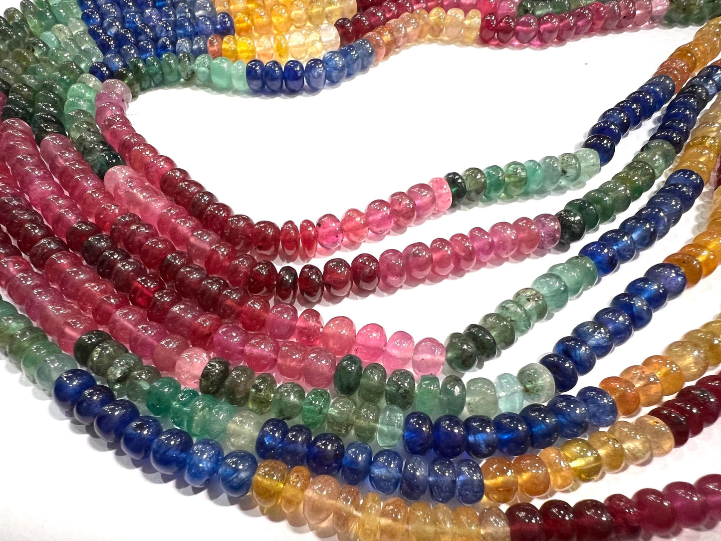 Natural Multi Sapphire 5-5.5mm Smooth Roundel AAA Rainbow Gemstone beads Beads for Jewelry making 6" , 12" Strand