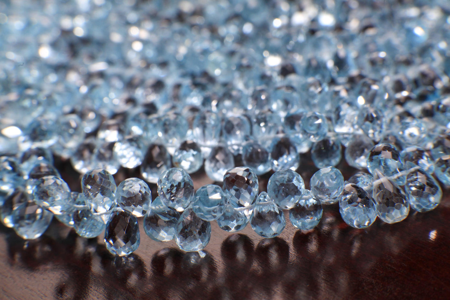 Natural Swiss Blue Topaz Faceted Briolette Drop, Genuine AAA Aqua Clear Gem Quality Blue Topaz Drop 4.5-6x7-8mm Cut Gemstone by piece