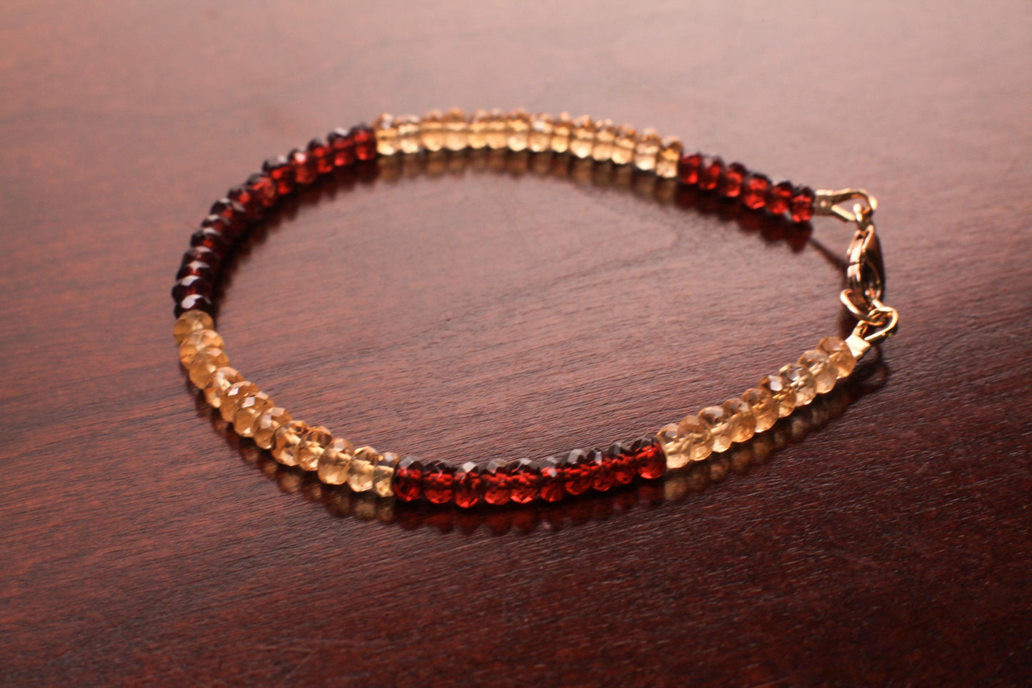 Garnet , Citrine 4mm Faceted Bracelet in 14k Gold Filled or 925 Sterling Silver, lobster Clasp and findings
